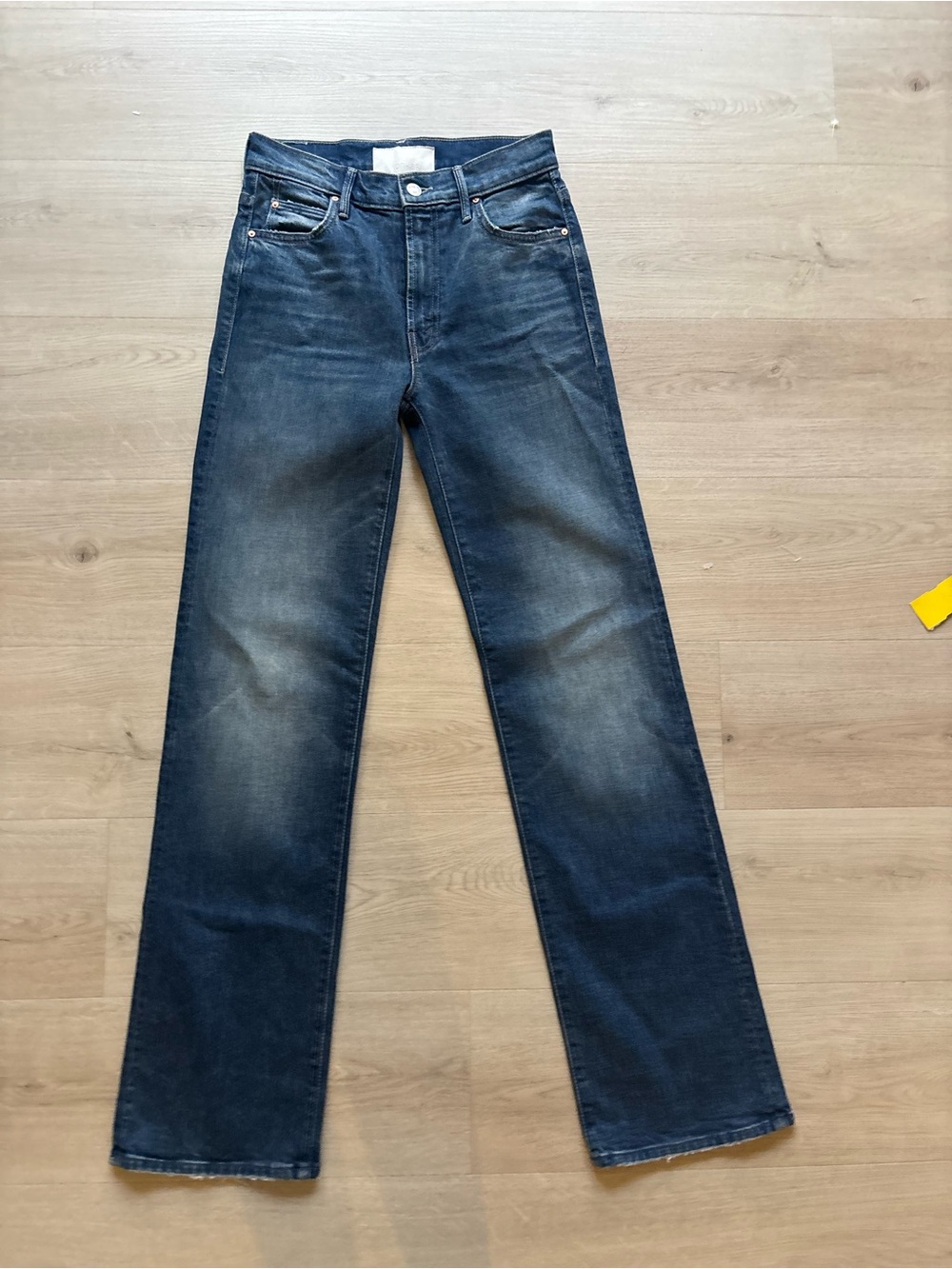 MOTHER kick it Dark Blue Straight Jeans with Subtle Fade